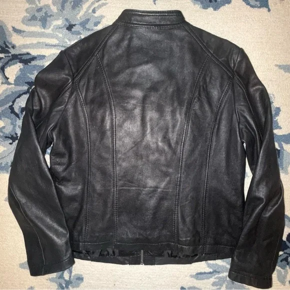 Michael Kors Black genuine Leather biker Jacket women’s xl